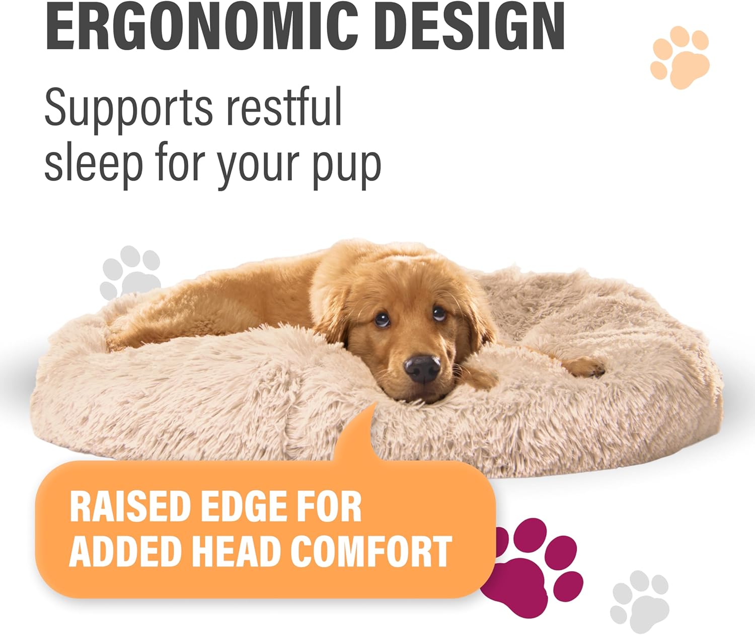 AUCT 20931 - Active Pets Premium Medium Donut Dog Bed, Fits Up to 45 lbs, Machine Washable Cushion, Plu - Image 2