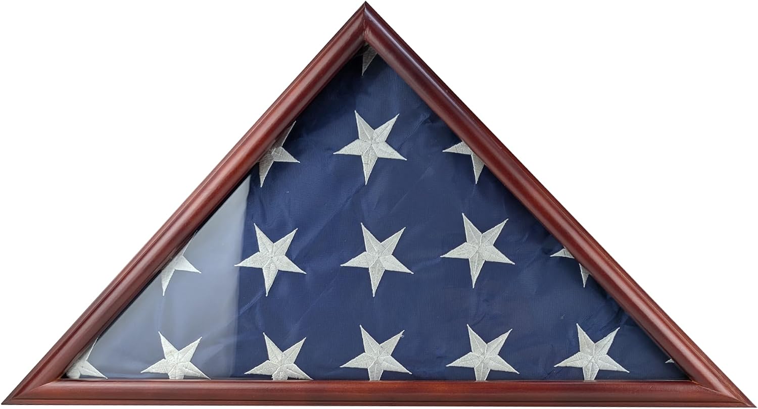 AUCT 21510 - Burial Flag Display Case Fits 5'x9.5' Flag, Thin Bottom Edge Military Flag Box with Glass - Image 2