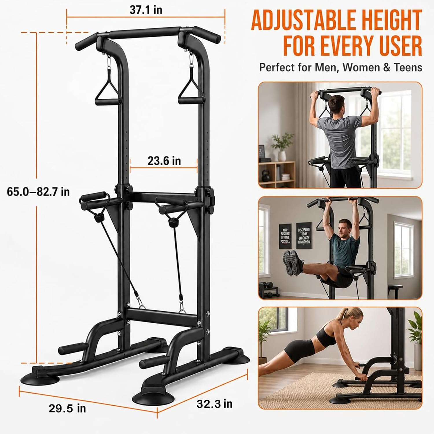 AUCT 21062 - $110 Power Tower Pull Up & Dip Station Multi-Function Home Strength Training Fitness Worko - Image 2