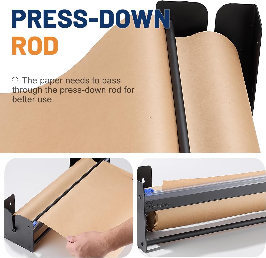 AUCT 22014 - Perkhomy 18 Inch Paper Roll Dispenser and Cutter - Heavy-Duty Wall Mountable, Non Slip Tab - Image 4