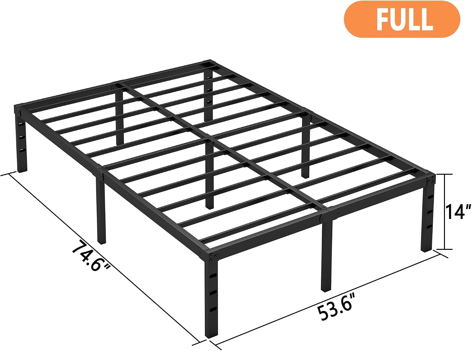 AUCT 21783 - Hafenpo 14 Inch Full Bed Frame, Under Bed Storage, Black - Image 3