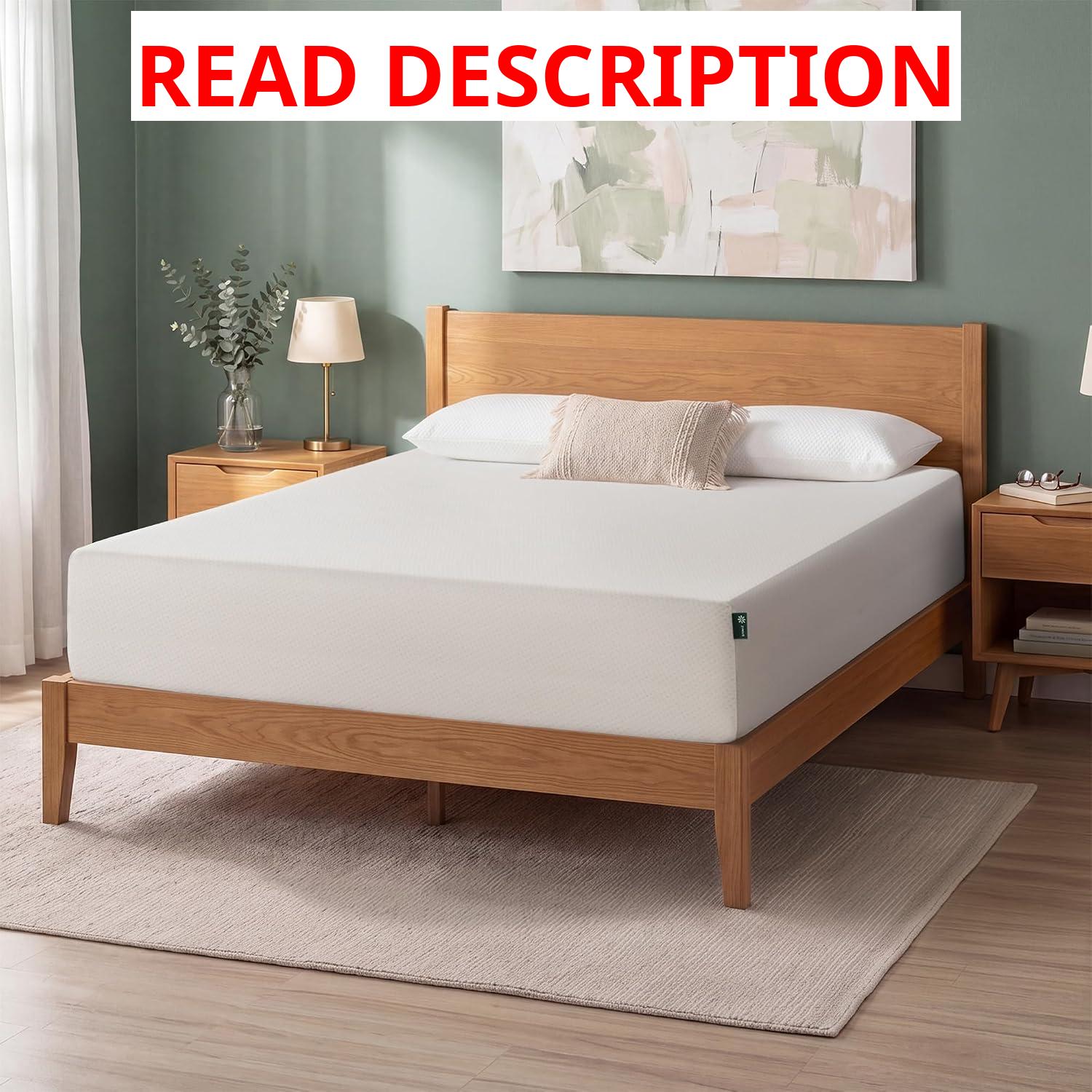 AUCT 21714z – $360 Zinus Memory Foam 12 Inch Green Tea Mattress, King, White