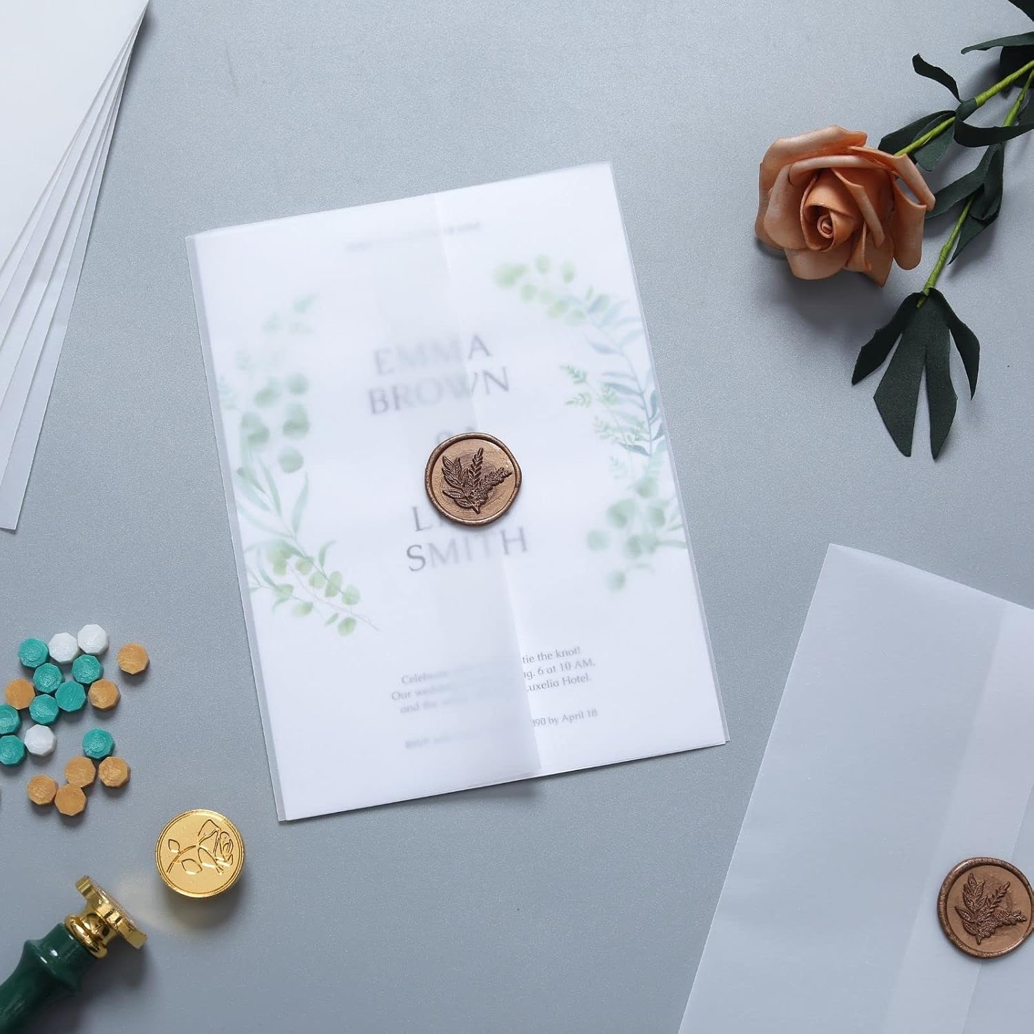 AUCT 22170 - 200 Pack Pre-Folded Vellum Jackets for 5x7 Invitations -Vellum Envelope for Wedding Invita - Image 4