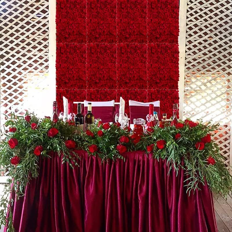 AUCT 20783 - $138 BLOSMON Red Flower Wall Backdrop for Wedding Decor, 12 Pcs, 24 x 16 Inches - Image 3