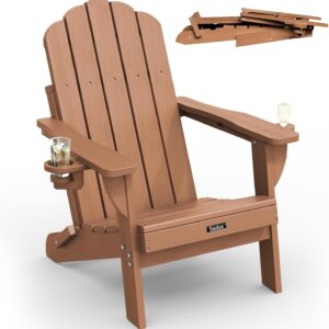 AUCT 22532 - $130 Folding Adirondack Chair, All-Weather HDPE Patio Chair with 2 Cup Holders