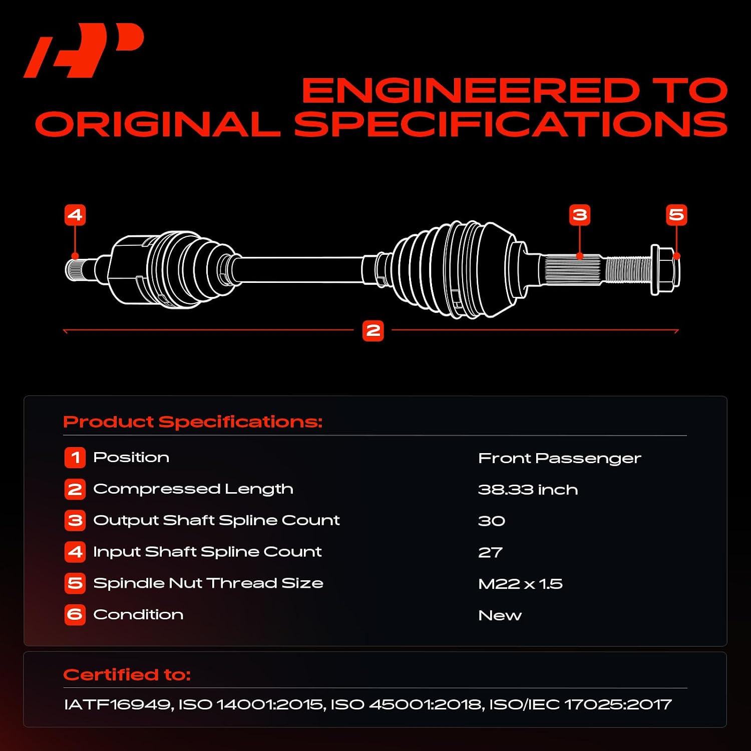 AUCT 20439 - $123 A-Premium Front Right Passenger Side CV Axle Shaft Assembly - Image 3