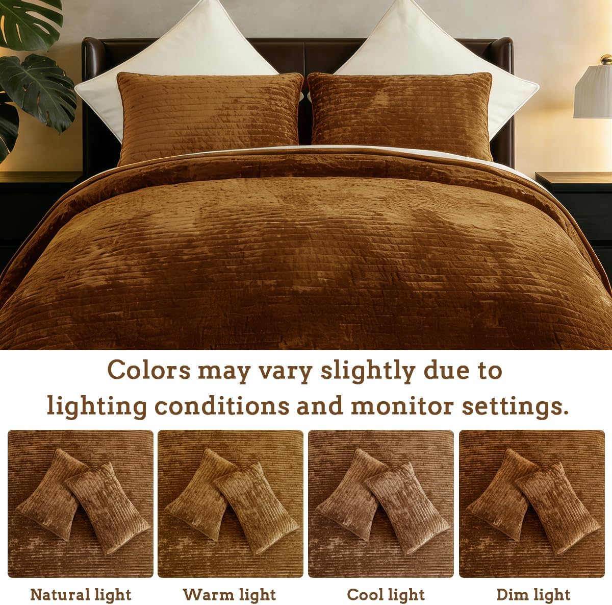AUCT 20960 - $124 Oversized King Bedspread 120x120 Striped Soft Velvet Quilt Set - Image 2