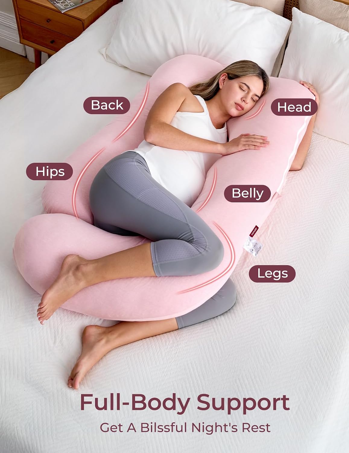 AUCT 20835 - $56 Momcozy Pregnancy Pillow for Sleeping - U Shaped Full Body Maternity Pillow - Image 4