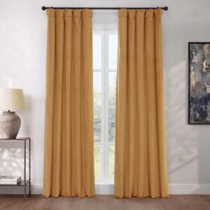 AUCT 20881 - Plush Velvet Curtains for Living Room (1 Panel) - 50W x 96L, Retro Gold