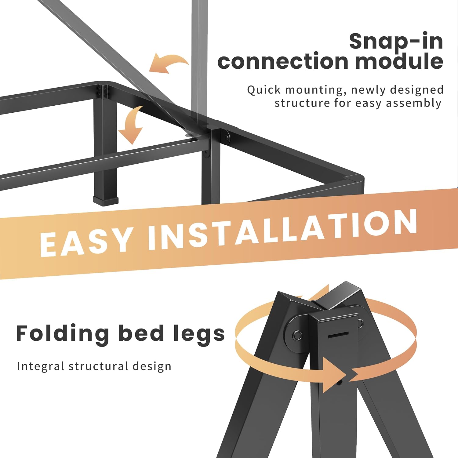 AUCT 20974 - $95 VIPSHOW 14 Inch King Heavy Duty 3500lbs Bed Frame with Round-Corner - Image 4