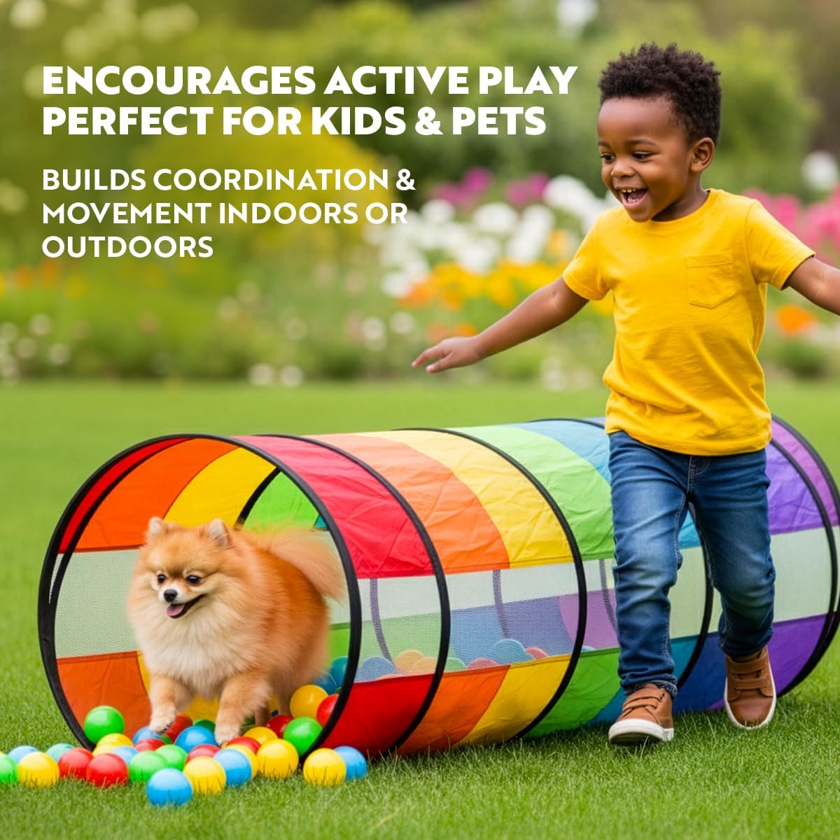 AUCT 20758 - Playz Kids Play Tunnel Toys for Toddlers 1-3, Large 21" Rainbow Pop Up - Image 4
