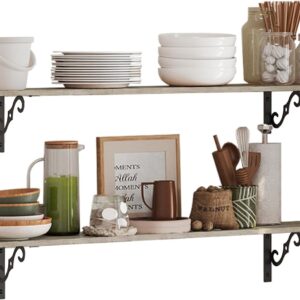 AUCT 20986 - DINZI LVJ Long Wall Shelves, 23.6" Large Floating Shelves Set of 2, Farmhouse Display Shel