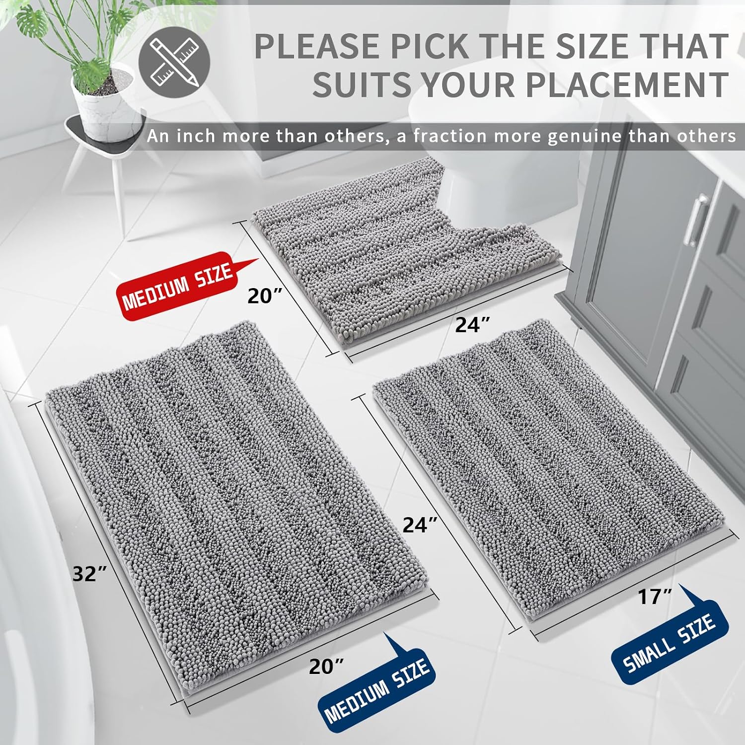 AUCT 21322 - Yimobra Toilet Rugs U Shaped Washable 24 x 20, Non Slip and Super Absorbent Toilet Mat, Qu - Image 2