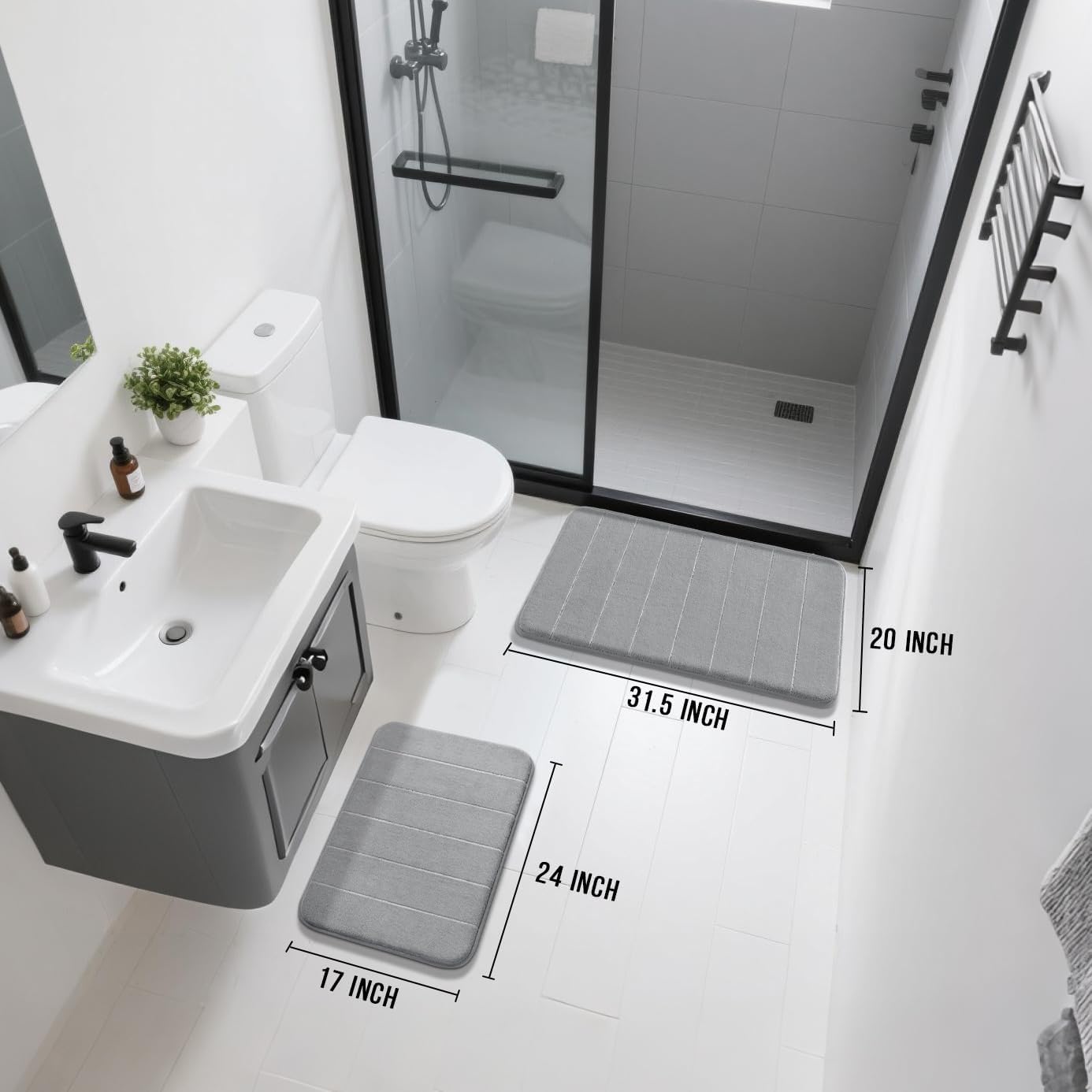 AUCT 21024 - Yimobra Memory Foam Bathroom Rugs Sets 2 Piece - Super Soft Absorbent Quick Dry Bath Mat S - Image 2