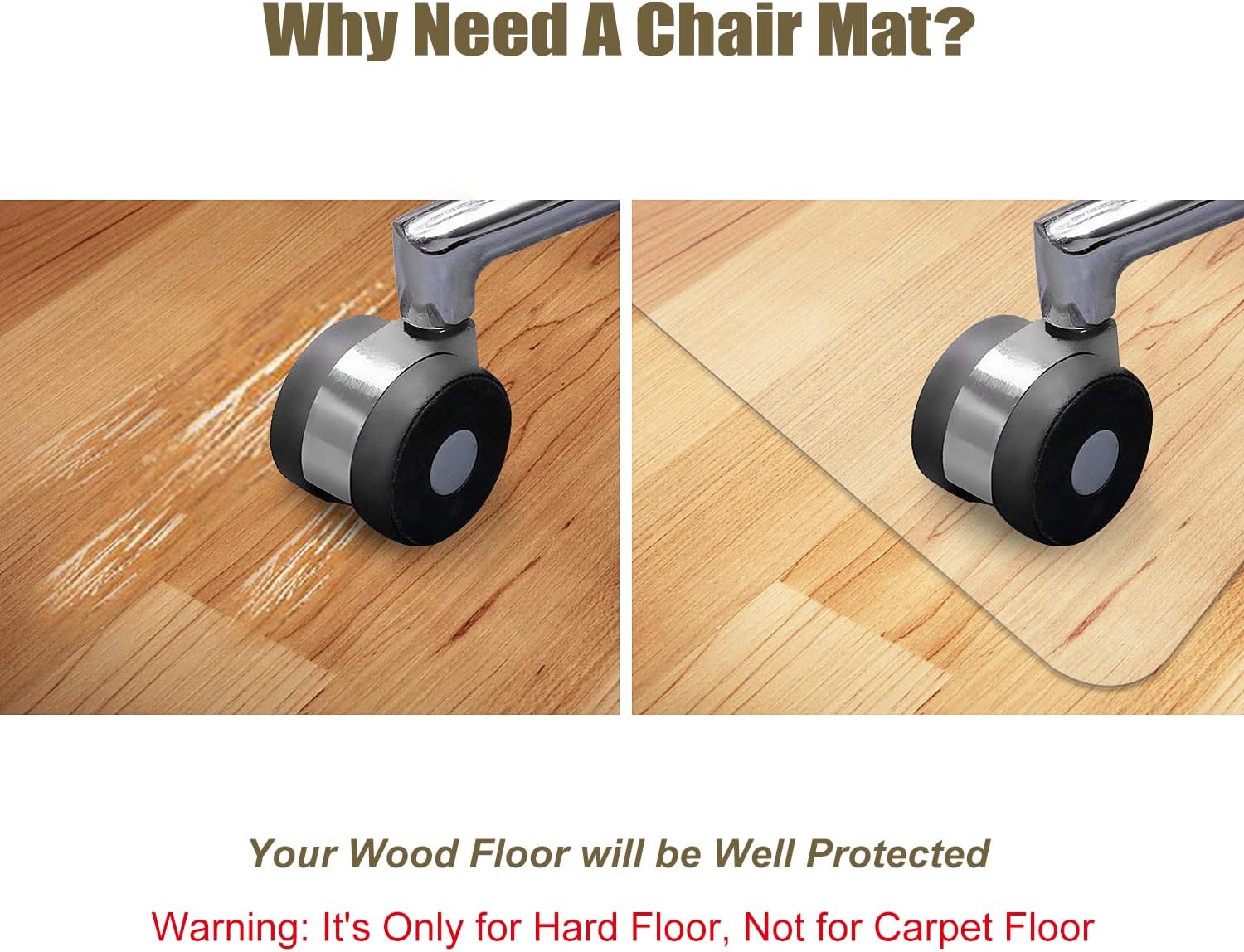 AUCT 21728 - Kuyal Clear Chair mat for Hardwood Floor 44 x 58 inches Floor Mats - Image 3