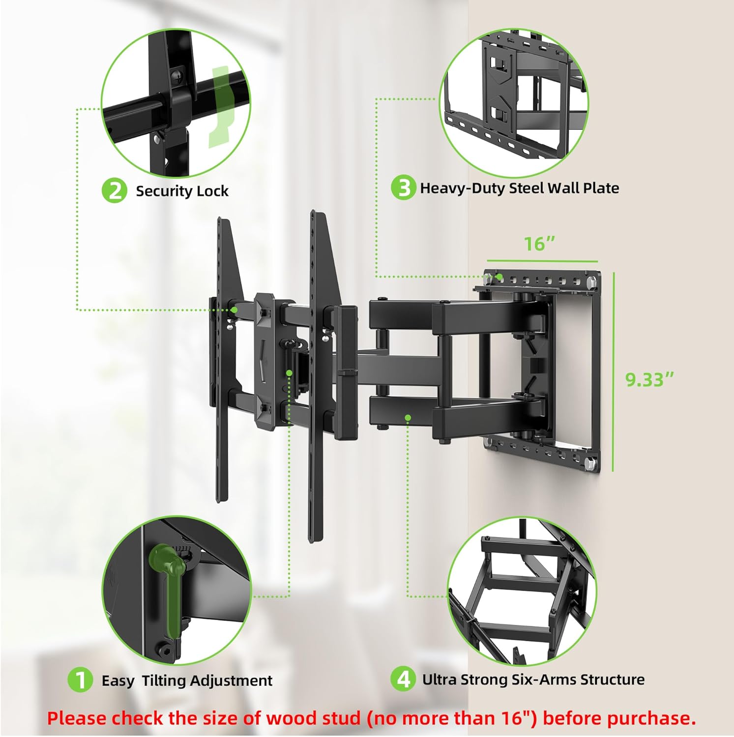 AUCT 20279 - $56 USX Mount Full Motion TV Wall Mount for Most 42-90 inch Flat Screen/LED/4K, TV Mount B - Image 4