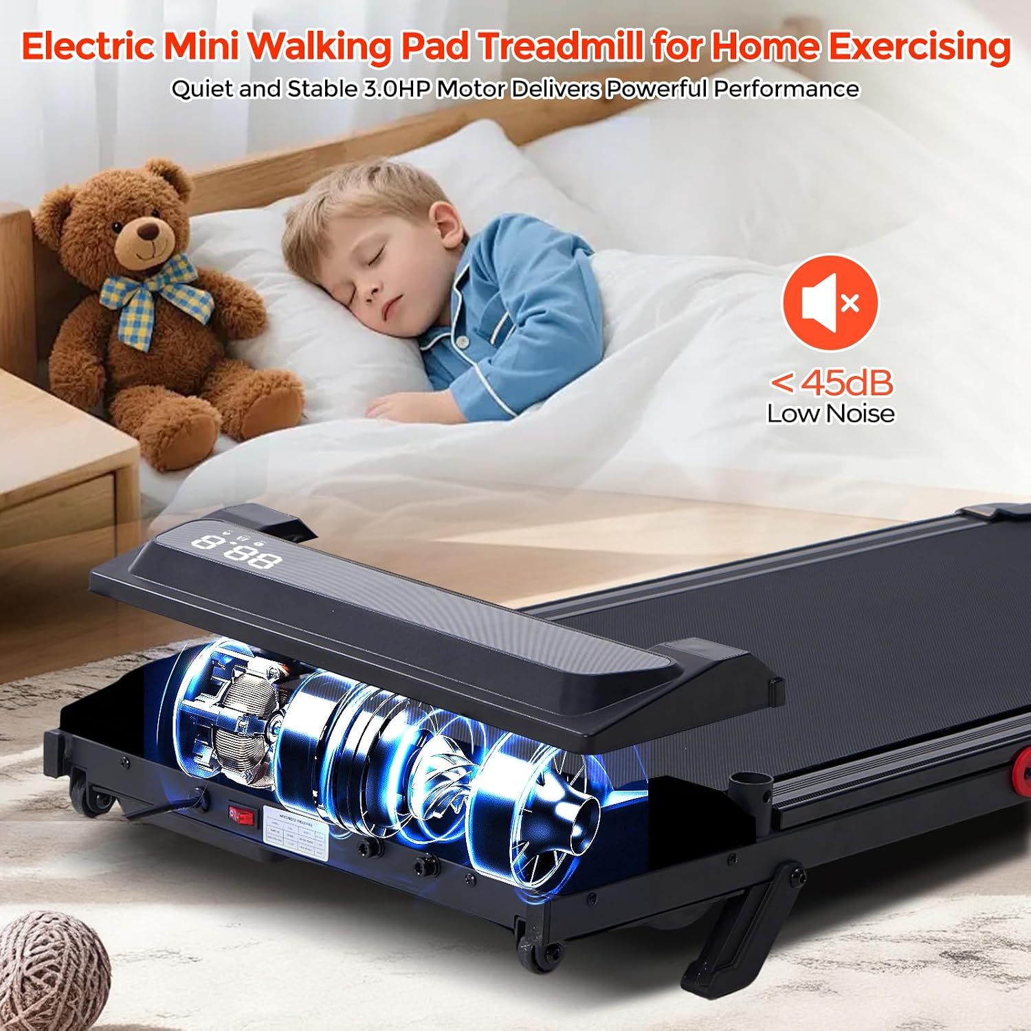 AUCT 22491 - $114 Portable Treadmills for Home Compact Walking Pad with Handle Bar Incline - Image 4