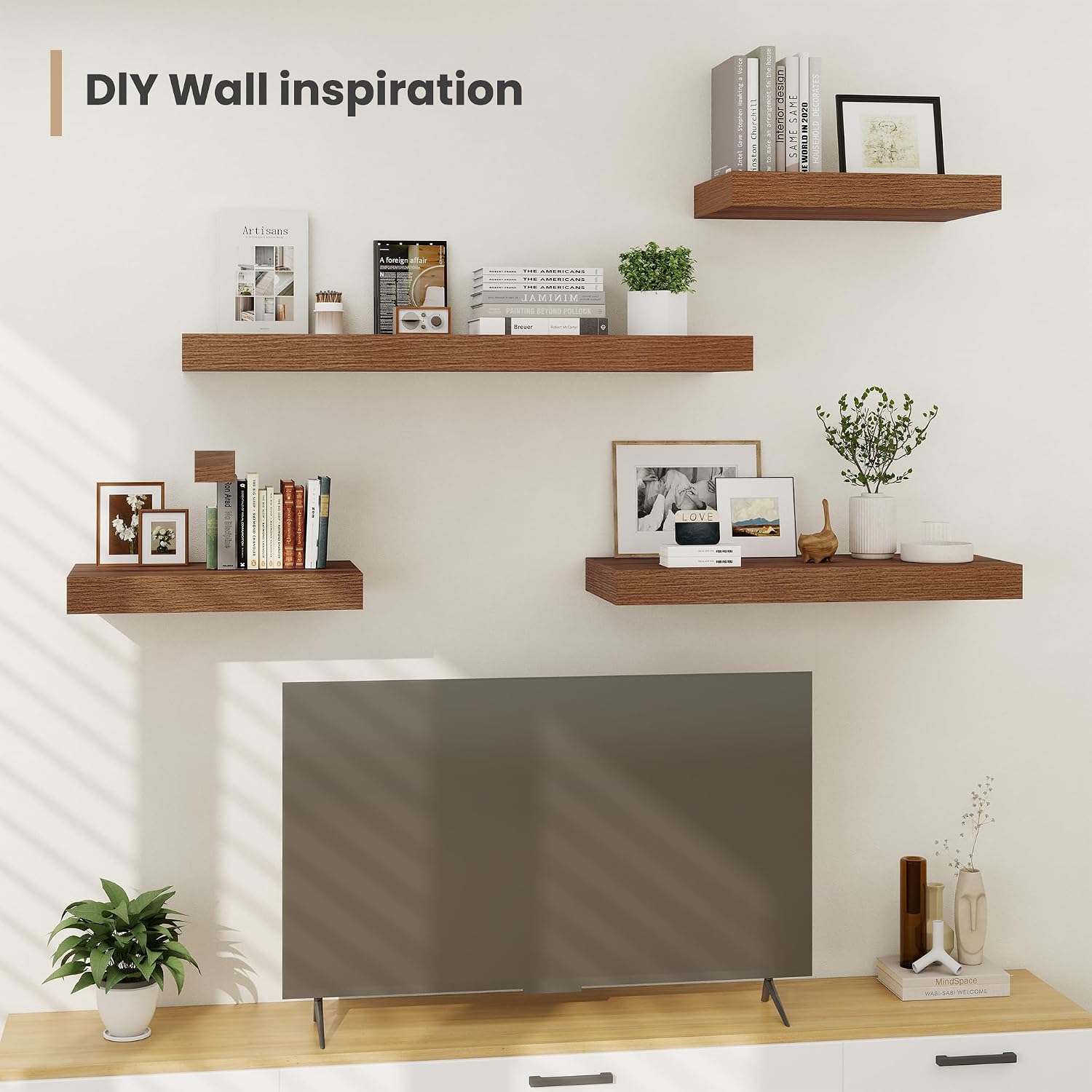 AUCT 20848 - $91 Heimlove 36 x 12 Deep Floating Shelves Wall Mounted Set of 2 Walnut - Image 2