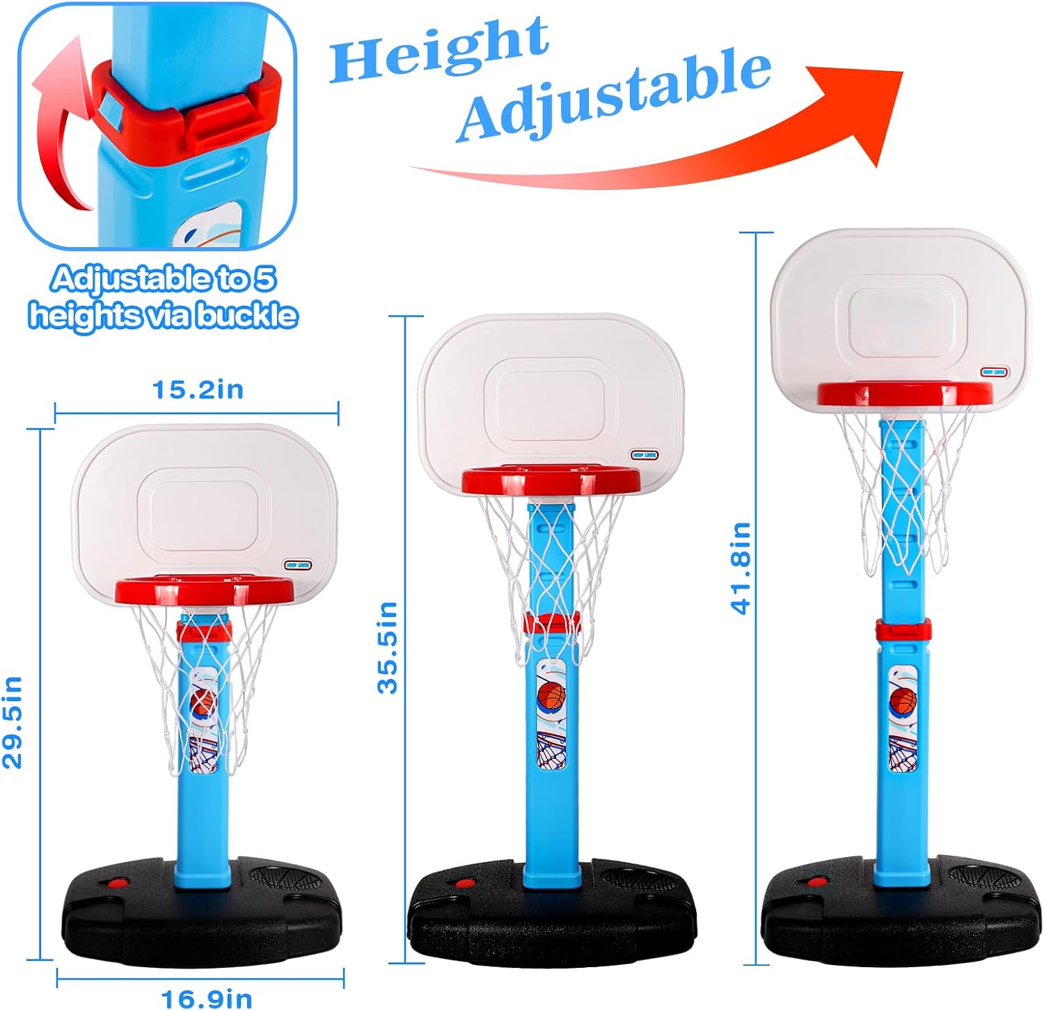 AUCT 20798 - Toddler Basketball Hoop Indoor, Adjustable Kids Basketball Hoops Set, Mini Basketball Goal - Image 3