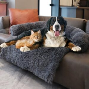 AUCT 21078 - $55 Calming Dogs/Cats Bed Mats, Dog Pad Washable Removable Couch Cover, Plush Long Fur Mat