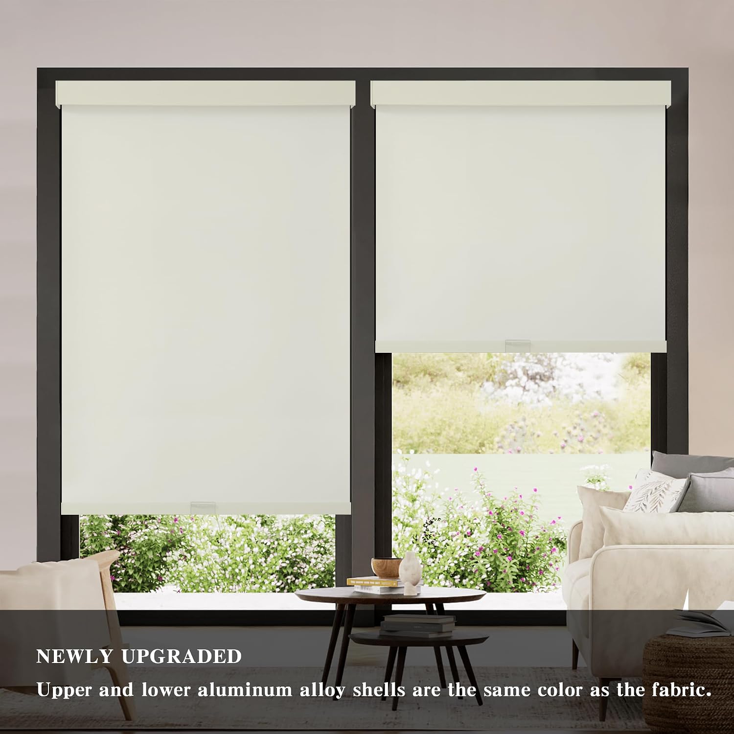 AUCT 22520 - $55 AOSKY Cordless Blackout Roller Shades, 34" W x 72" H, Ivory - Image 2