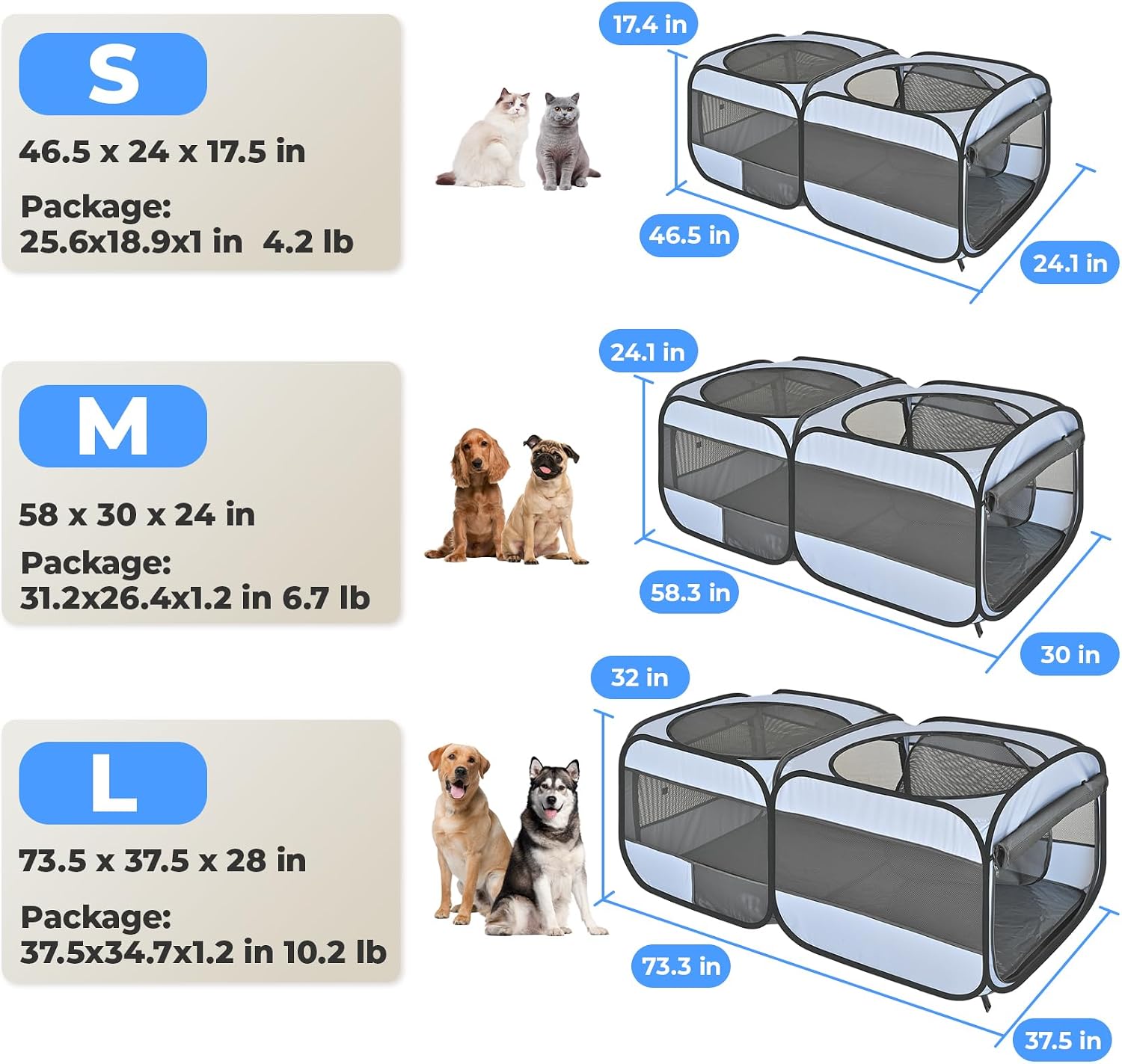 AUCT 20750 - $90 2-in-1 Dog Playpen, 58'Pop Up Cat Puppy Pet Playpen Indoor/Outdoor Cats Enclosed, Cat - Image 2