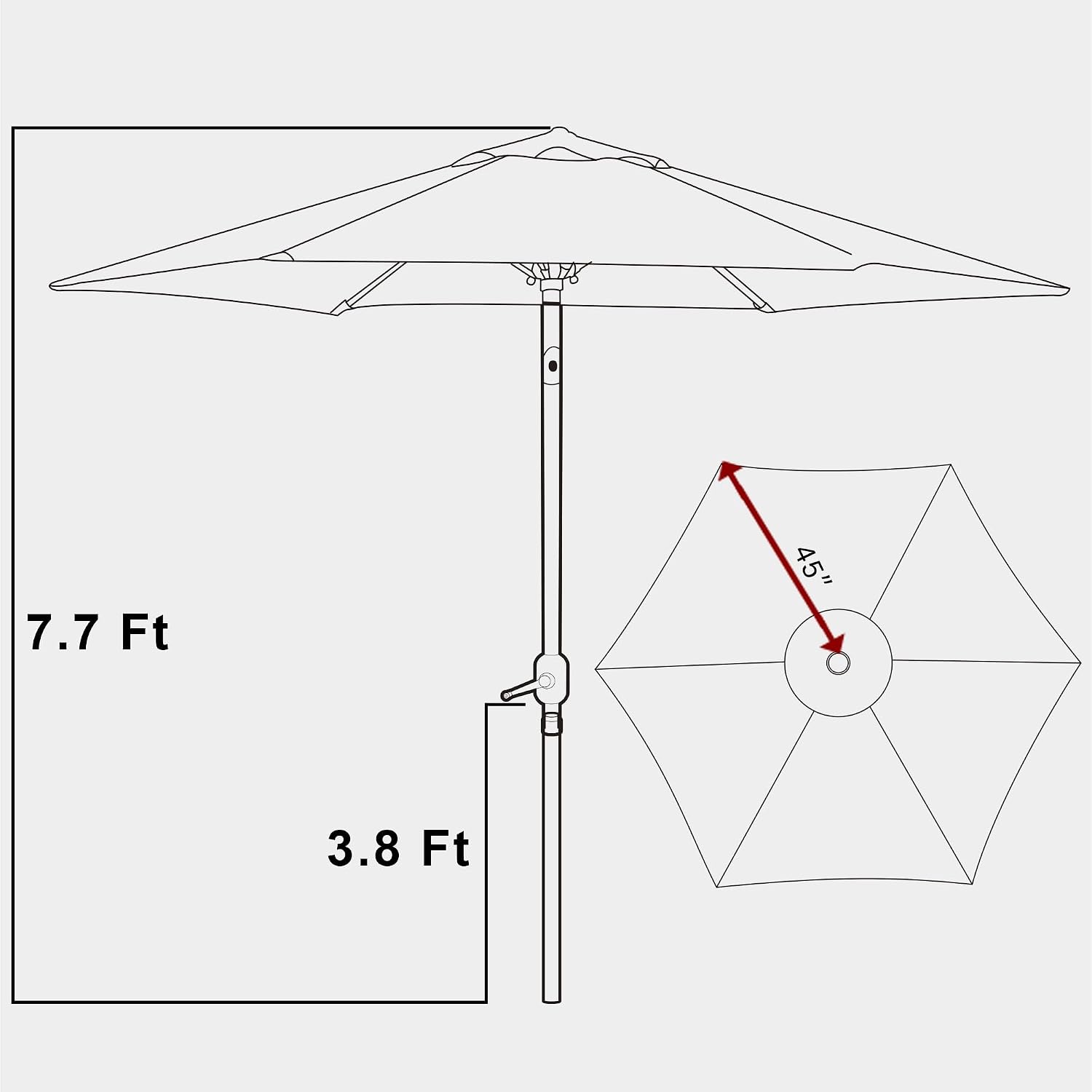 AUCT 22444 - $54 Blissun 7.5 ft Solar Umbrella, 18 LED Lighted Patio Umbrella, Table Market Umbrella - Image 4
