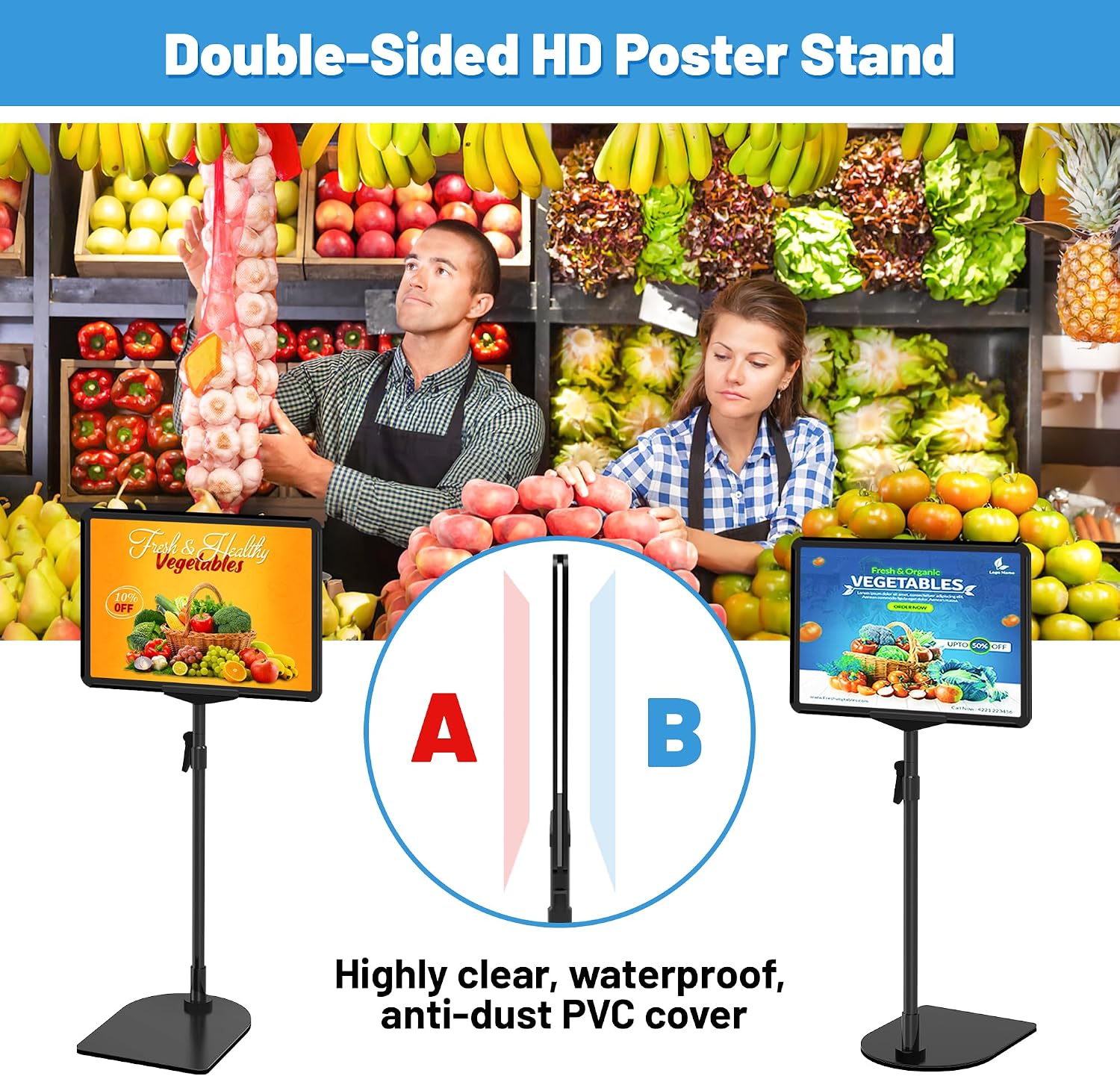 AUCT 22309 - Sign Holder Stand 8.5 x 11, Adjustable Poster Stand for Table Top & Floor, Signage Display - Image 4