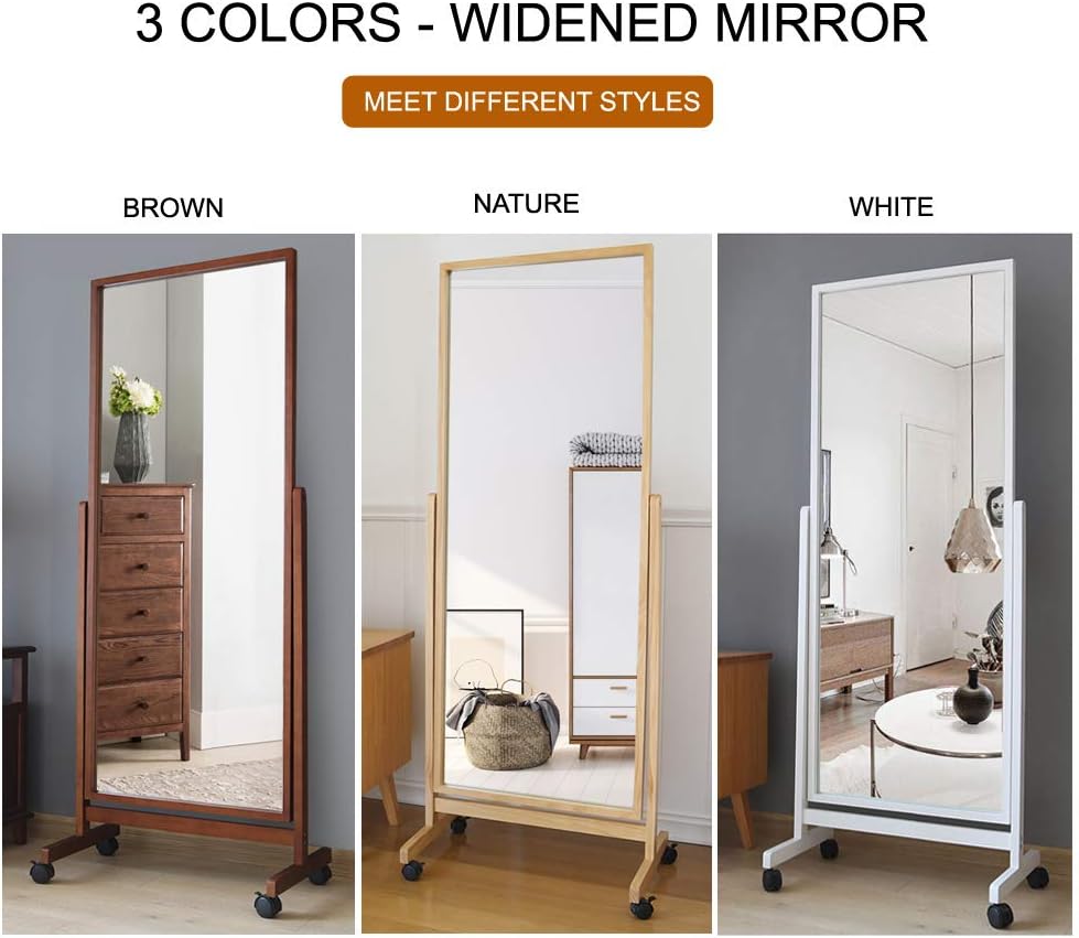 AUCT 20896 - $150 Swivel Full Length Mirror on Wheels 65"x22", Free Standing Wood Frame Cheval Floor Mi - Image 2