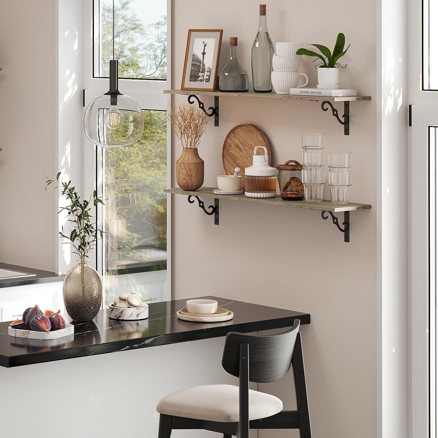AUCT 20986 - DINZI LVJ Long Wall Shelves, 23.6" Large Floating Shelves Set of 2, Farmhouse Display Shel - Image 2