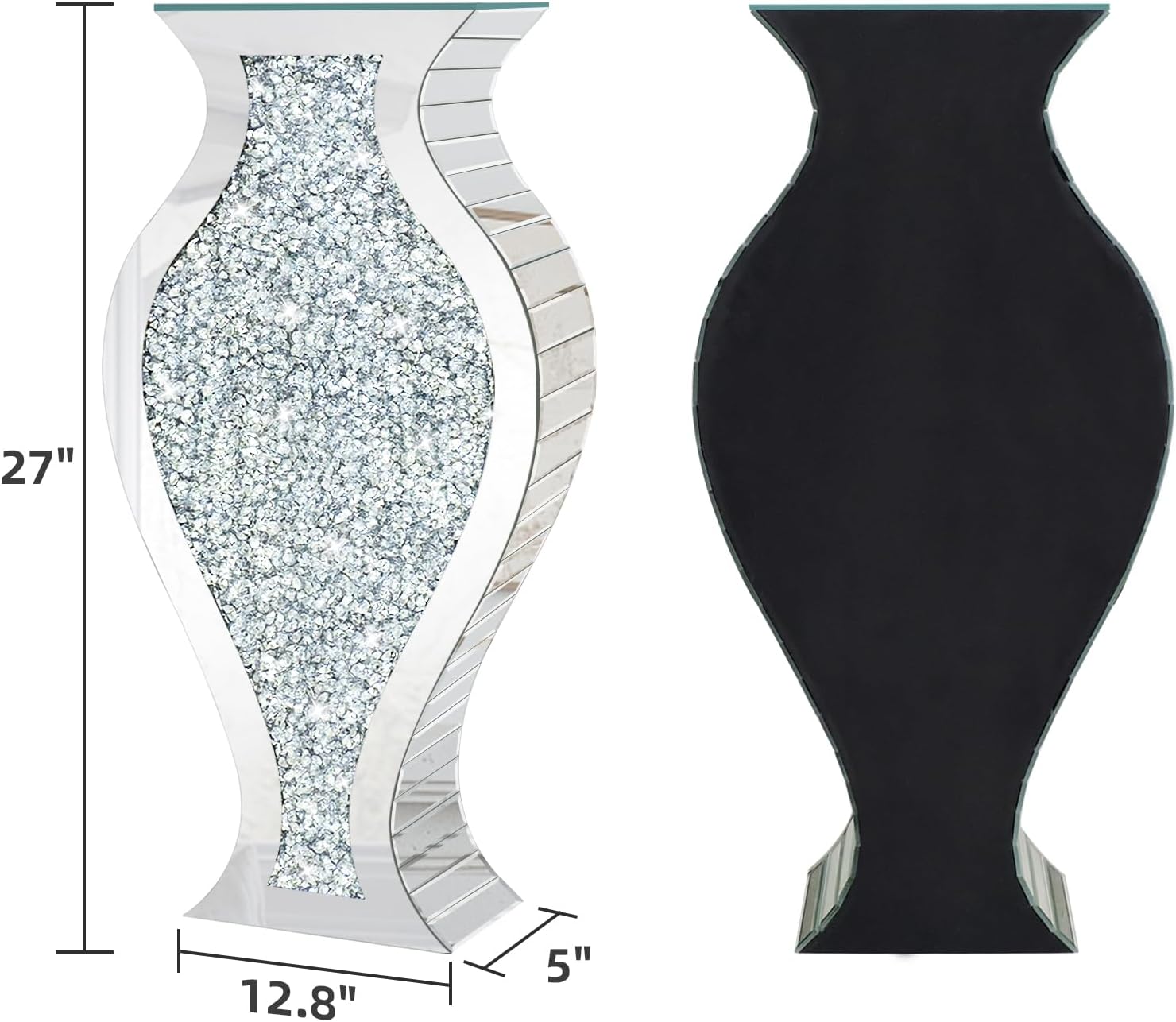 AUCT 22673 - $99 27" Tall Crushed Diamond Floor Vase, Fish-Shaped Silver Large Vases for Decor Living R - Image 2