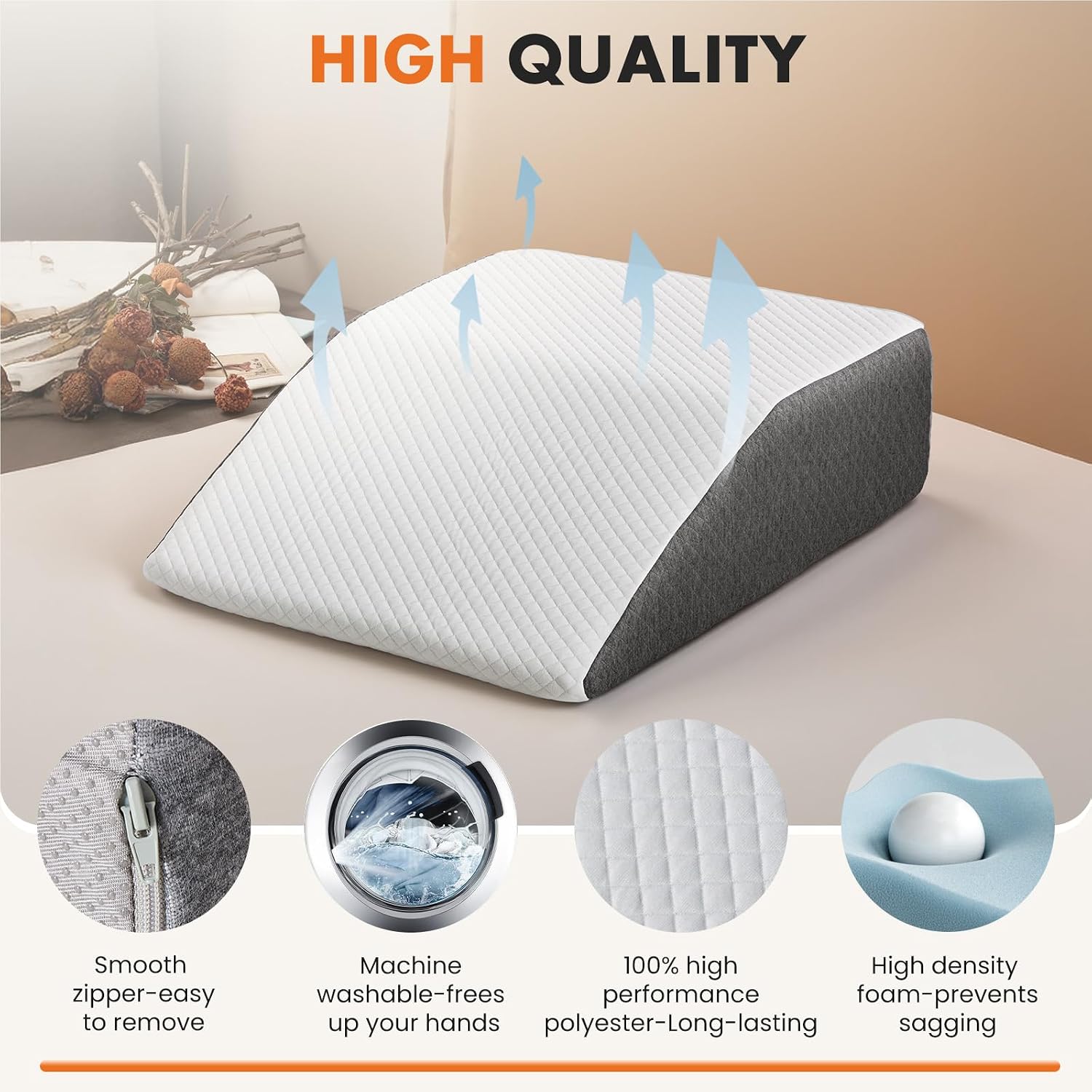AUCT 20487 - Sweetcrispy 7 Inch Wedge Pillow, Sleep Apnea Pillow, Neck Support - Image 4