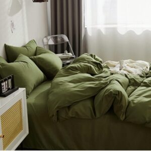 AUCT 21035 - Nanko Cal King Comforter Set Dark Green, Olive Green Soft Reversible All Season Down Alter