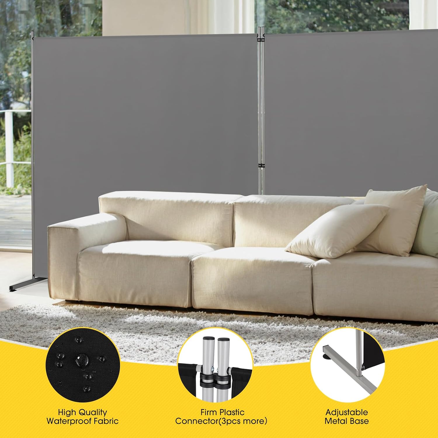 AUCT 21773 - $70 Rantila Indoor Room Divider, Portable Office Divider, Room Divider Wall Screen 2 Large - Image 4