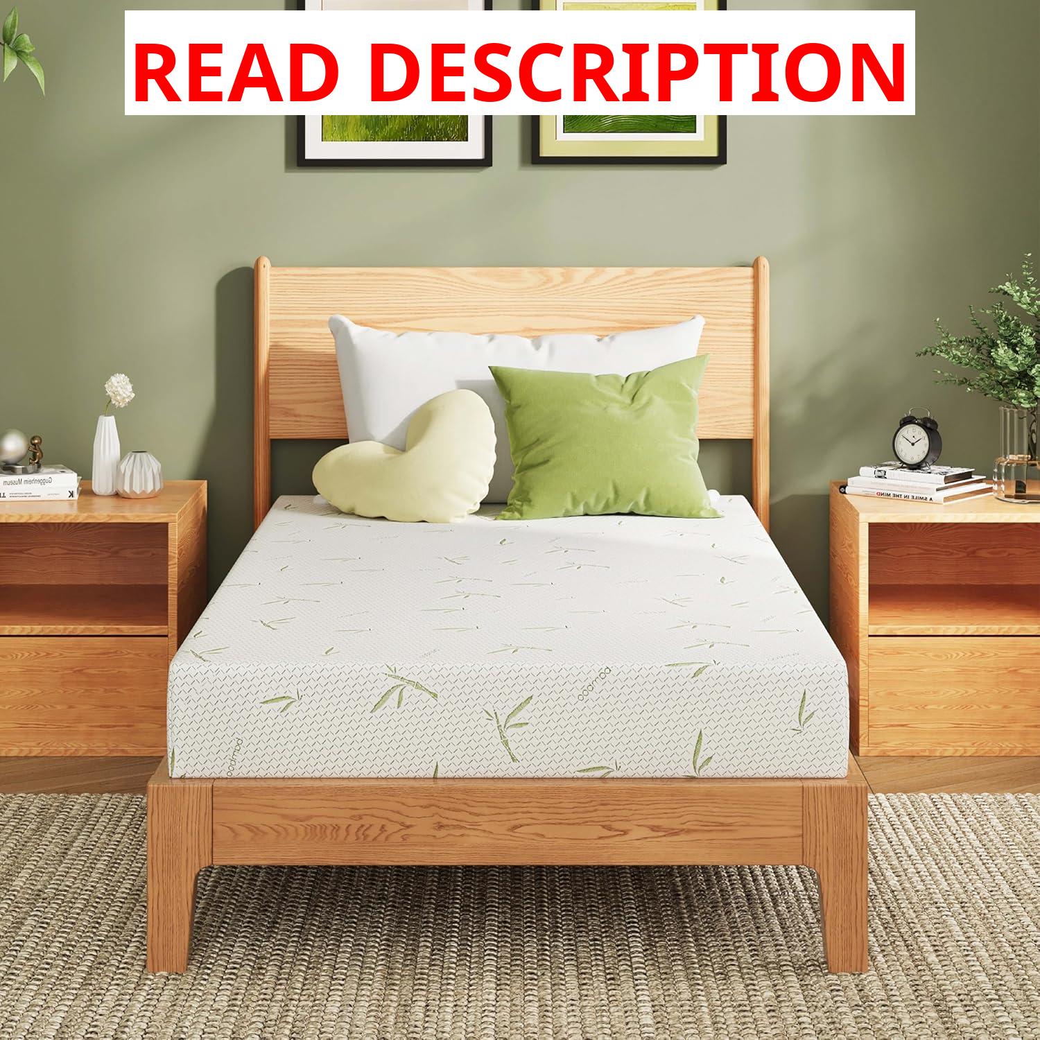 AUCT 21713z – $214 EGOHOME Full Size Mattress Medium Firm 10 Inch, Green Tea Memory Foam