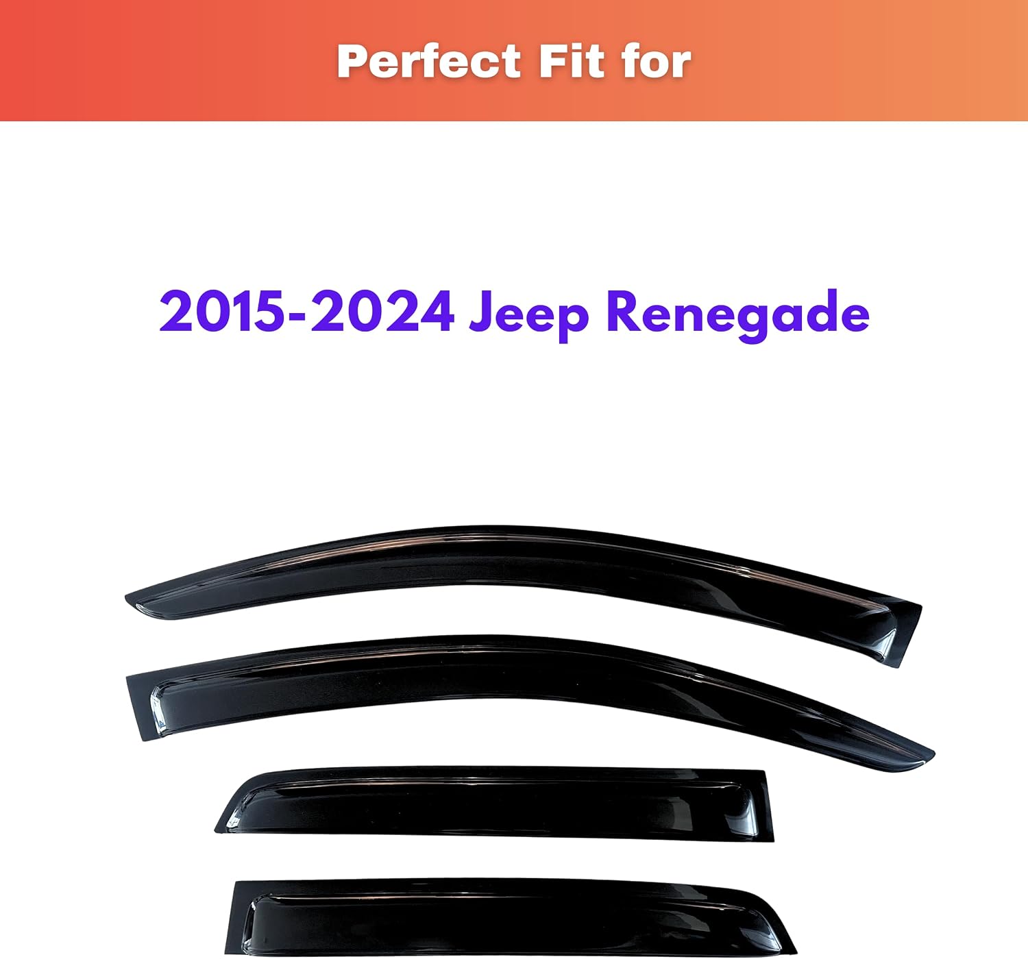 AUCT 22640 - KPY Rain Guards Window Visors for 2015-2024 Jeep Renegade - Image 2