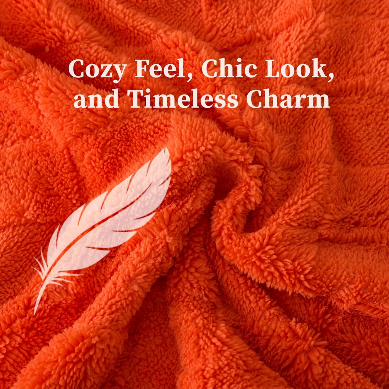 AUCT 20867 - $52 ELNIDO QUEEN Fluffy Comforter Set Queen, Burnt Orange Winter Fleece Comforter Ultra S - Image 3