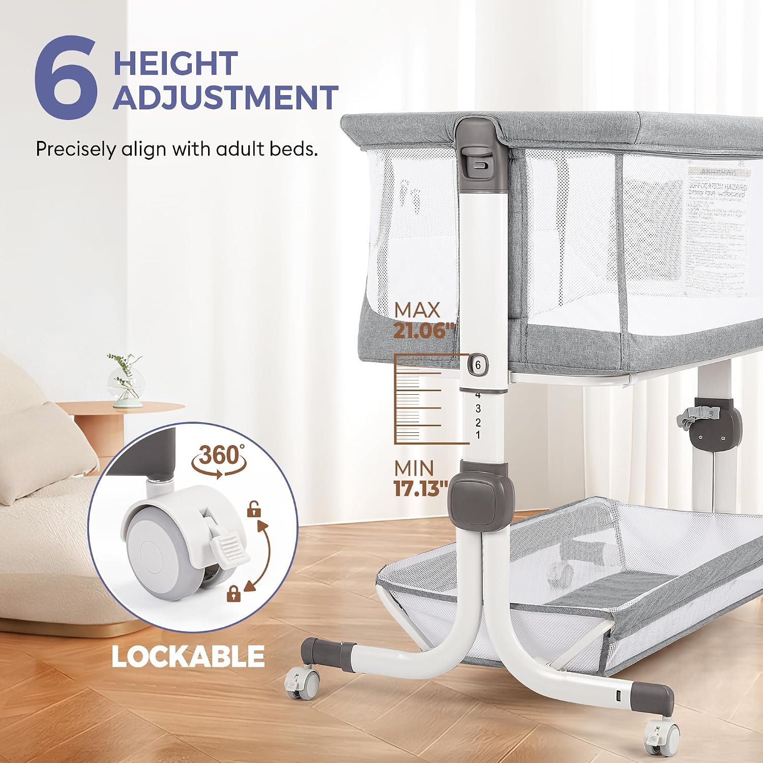 AUCT 22363 - $146 MOMFANN Baby Bassinet Bedside Sleeper with Full Mesh Sides - Image 3