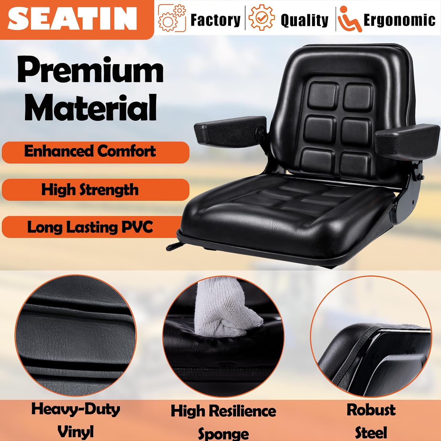 AUCT 21276 - $116 SEATIN Foldable Tractor Seat with Adjustable Mounting Holes - Image 2