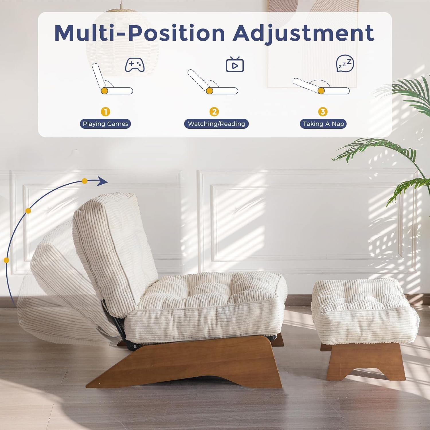 AUCT 20821 - $169 MAXYOYO Accent Chair with Ottoman, Lounge Chair with Adjustable Backrest - Image 4