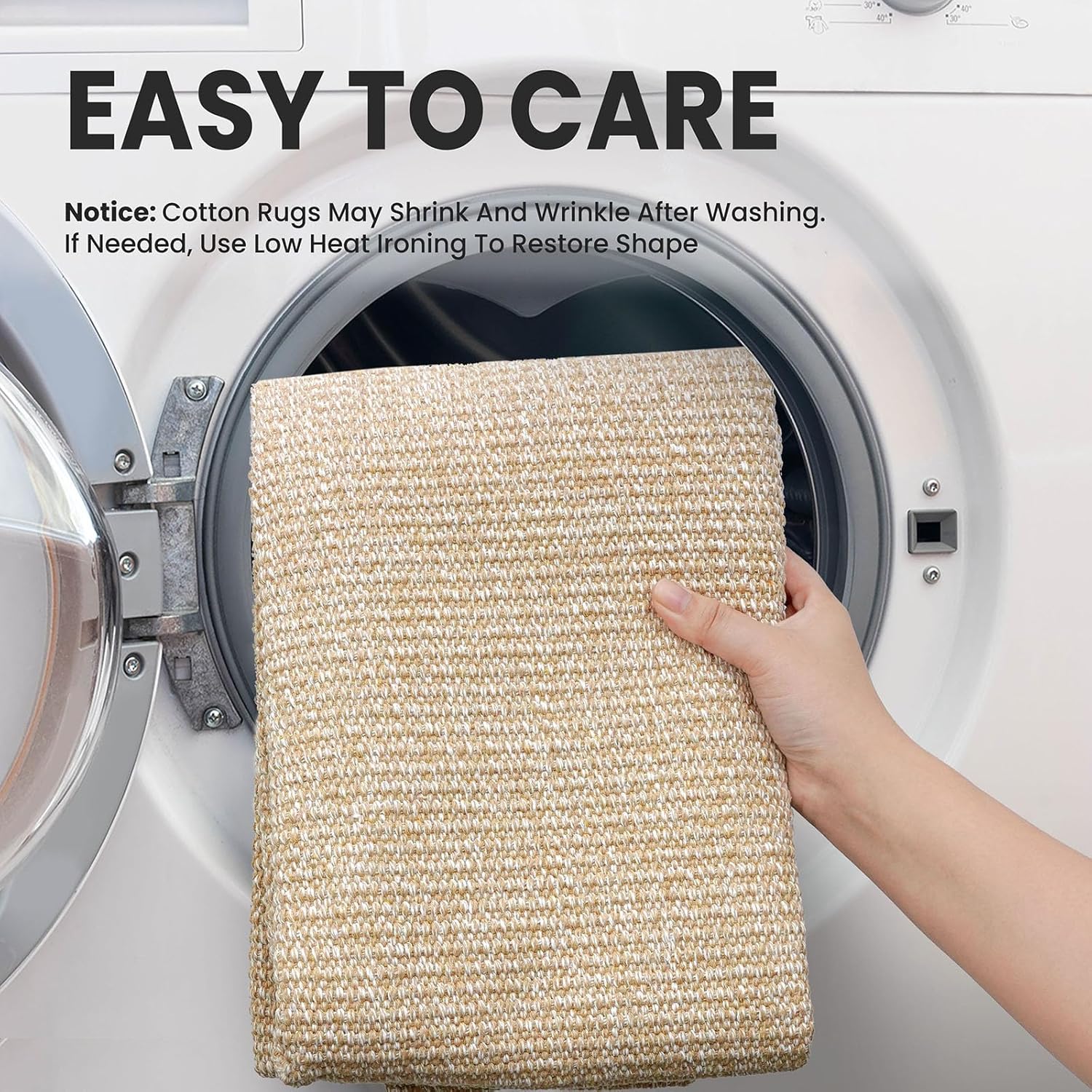 AUCT 20274 - $110 EARTHALL Washable Area Rug, Non Slip, 6x9 Ft, Golden Beige/White - Image 4