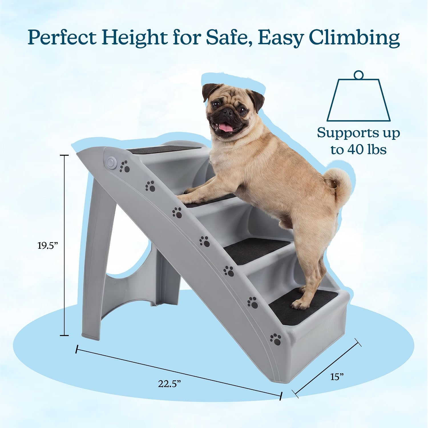 AUCT 22607 - PETMAKER Lightweight Durable Plastic Dog Stairs, Gray, 23.25" x 15" x 19" - Image 2