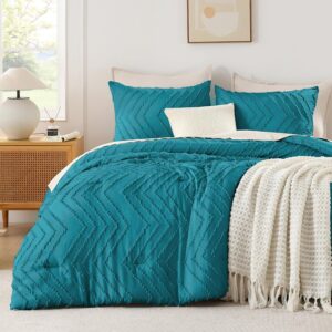 AUCT 20916 - Andency Turquoise Comforter Set King Size, 3 Pieces Soft Bedding Set