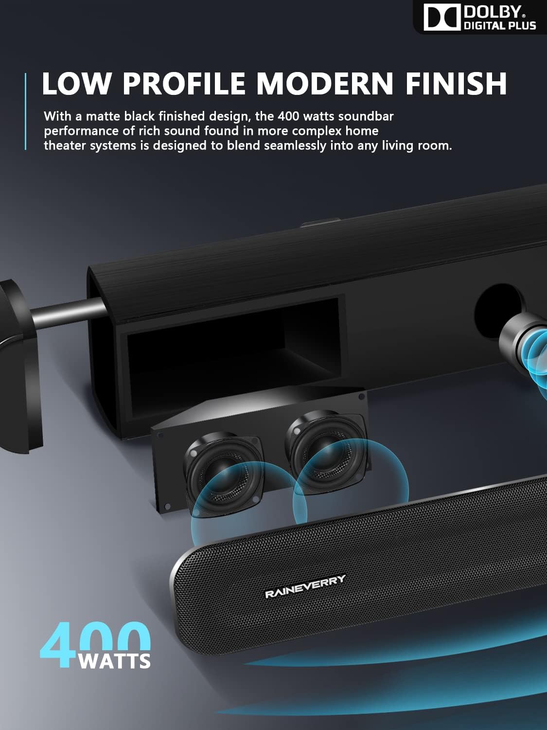 AUCT 21837 - $300 5.1 CH Surround Sound Bar with Dolby Audio, Sound Bars for TV, Wireless Subwoofer & R - Image 4