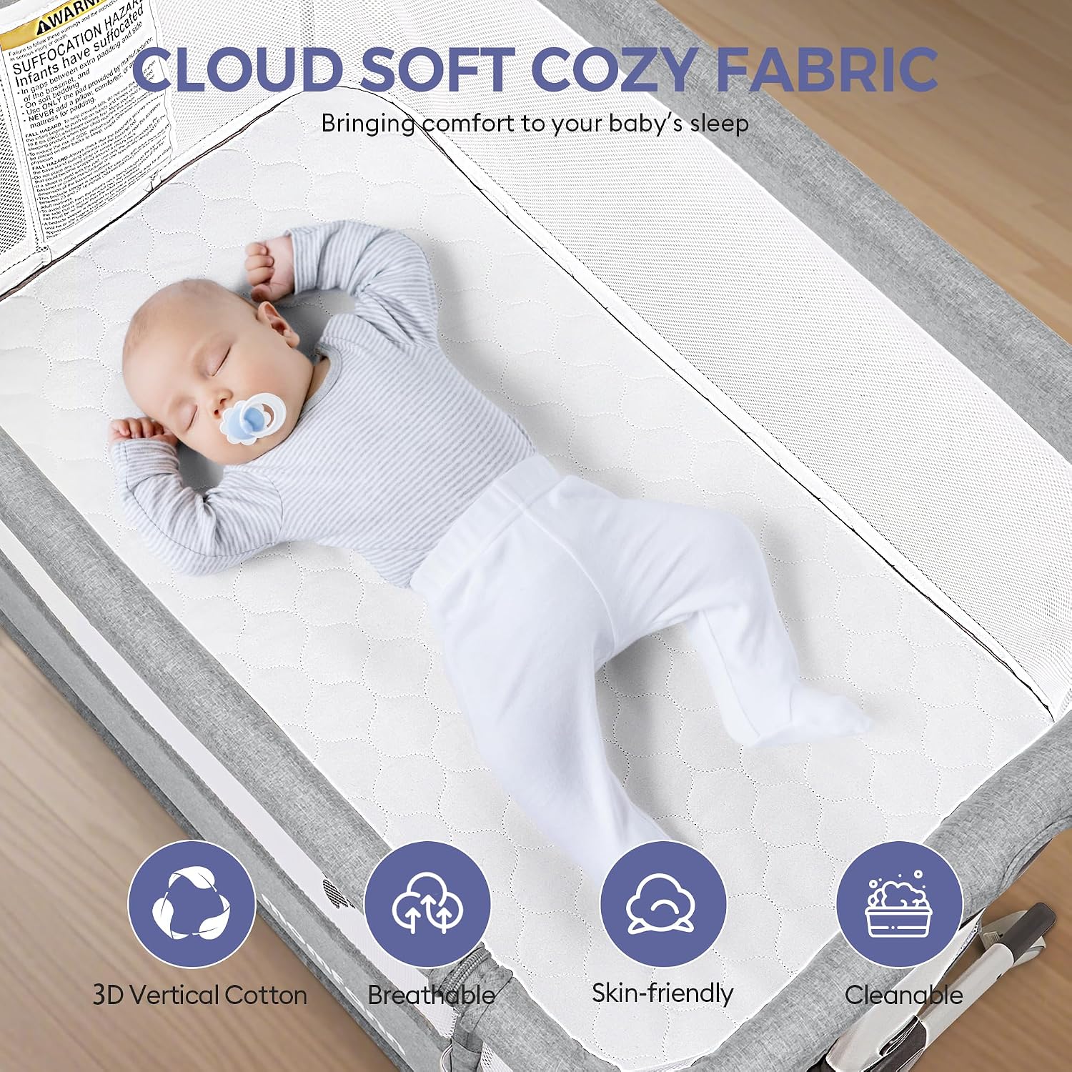 AUCT 22363 - $146 MOMFANN Baby Bassinet Bedside Sleeper with Full Mesh Sides - Image 4