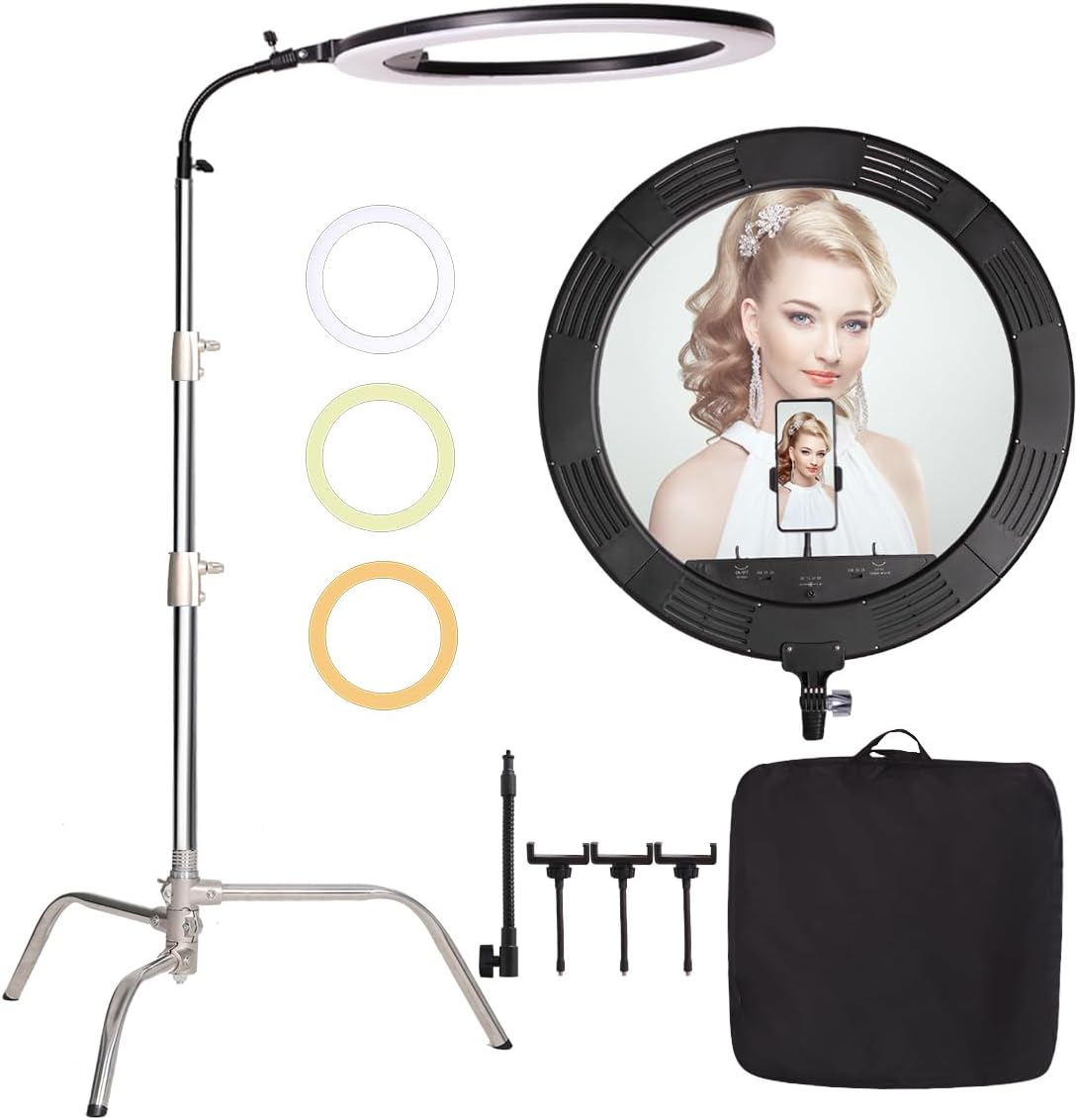 AUCT 22098 - $119 25 inch 75W LED Dimmable Bi-Color Barber Beauty Large Ring Light