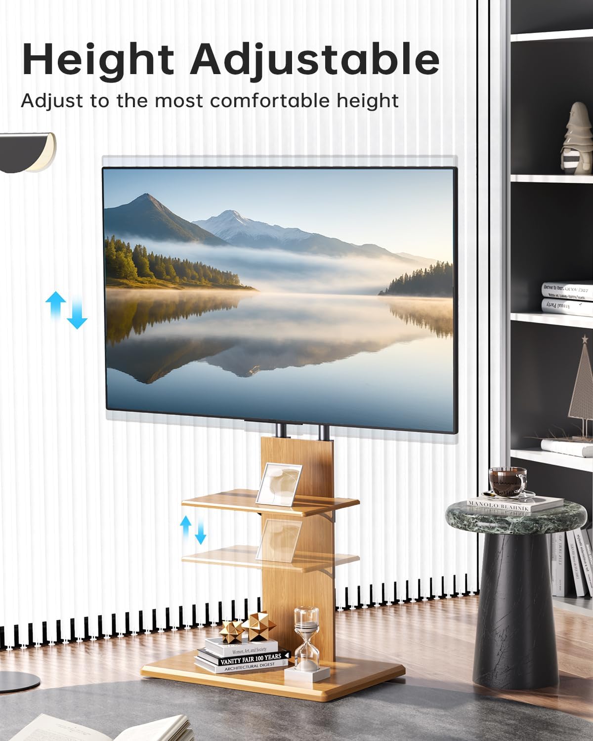 AUCT 22313 - $77 Afaloona Floor TV Stand for 32-70" TVs, Height Adjustable, Media Shelf - Image 3