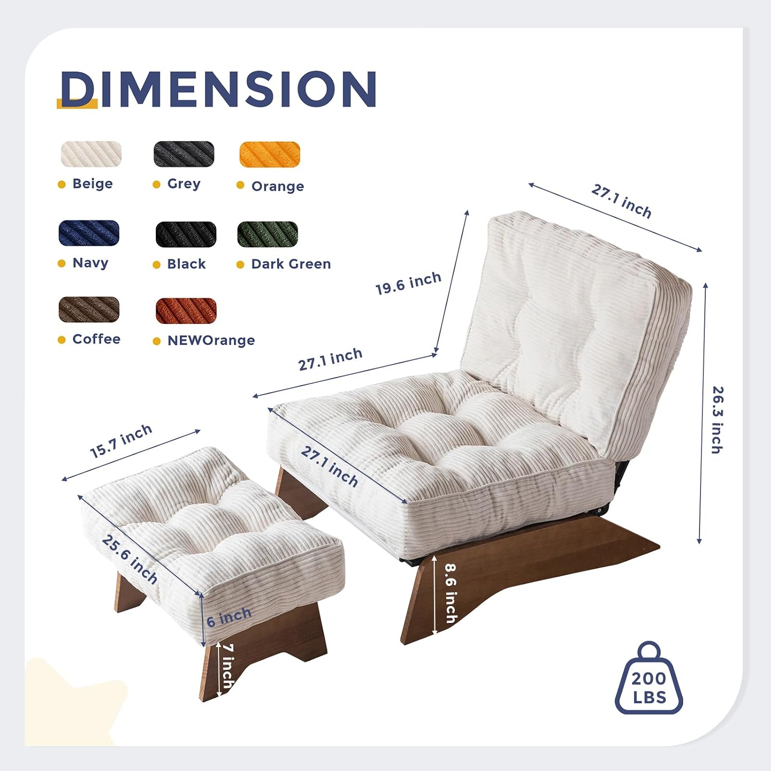 AUCT 20821 - $169 MAXYOYO Accent Chair with Ottoman, Lounge Chair with Adjustable Backrest - Image 2