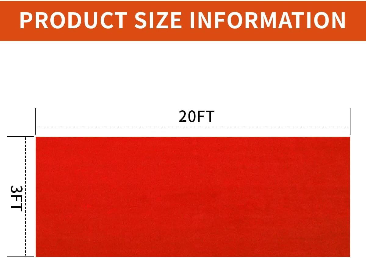 AUCT 22618 - $80 Extra Thick Red Carpet Runner 3x20 ft,Non-Slip TPR Rubber Backing 450 GSM Non-Slip Wat - Image 3