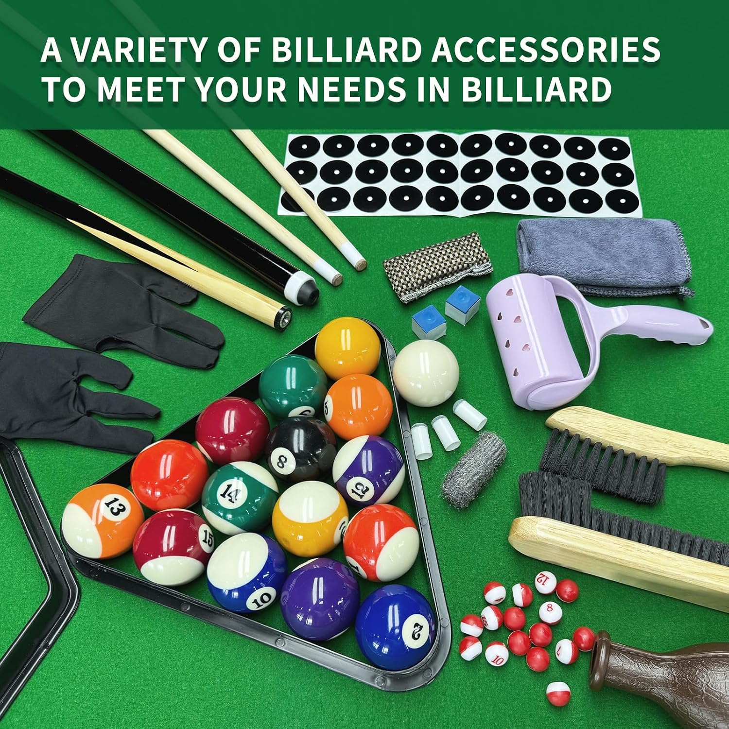 AUCT 22546 - $69 95 Pcs Premium Pool Table Accessories Set, Billiard Kit - Image 4